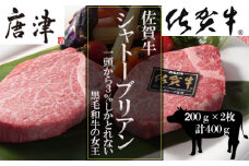 佐賀牛 厚切りシャトーブリアン200g×2(合計400g) 佐賀牛 A5等級 希少部位 