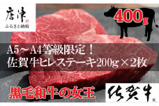 佐賀牛ヒレステーキ 約200g×2枚 (合計400g) 個別真空 赤身牛肉 ギフト