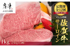 「定期便全12回」佐賀牛サーロイン1kg(250g×4枚)寄附翌月から発送