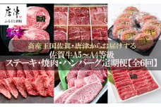 「定期便全6回」 佐賀牛 ステーキ・焼肉・ハンバーグ 寄附翌月から発送 (合計3.96kg) A5～A4等級 ギフト 贈り物