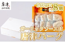 唐津バーグ8個とガーリックソースのセット 冷凍 真空パック 惣菜 特上ハンバーグ 小分け 個包装 にんにく
