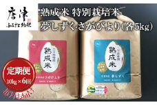 「全6回定期便」 (熟成米) 特別栽培米 夢しずく5kg・さがびより 5kg 寄附翌月から発送 特A認定　お弁当 おにぎり 