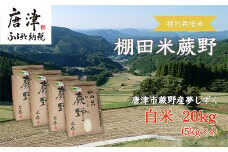 『先行予約』【令和7年産新米】特別栽培棚田米「蕨野」5kg×４袋(合計20kg) 家庭排水が一切入らない自然水で作られたお米 10日に1回精米で新米のような味わい