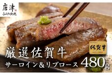 厳選佐賀牛 サーロインステーキ180g リブローススライス300g 2種(合計480g)セット