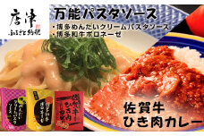 佐賀牛ひき肉カレー(180g×3食)と万能パスタソース(博多めんたいクリームパスタソース120g×3袋・博多和牛ボロネーゼ120g×3袋)セット 簡単 レトルト スパゲッティ