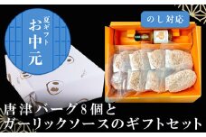 「お中元」唐津バーグ8個とガーリックソースのギフトセット 総菜 肉 ハンバーグ 贈答用