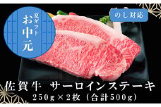 「お中元」佐賀牛 サーロインステーキ250g×2枚 (合計500g) 和牛 ご褒美に ギフト用 2人前 霜降り牛肉