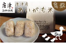 『先行予約』【令和7年産】唐津産 あいがも米 5kg (玄米) 一粒田 合鴨農法 無農薬 無化学肥料 コメ お米 ごはん