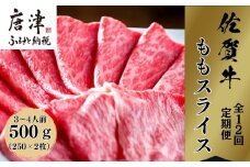 「全12回定期便」佐賀牛 厳選ももスライス 500g×2パック(合計1kg)をご寄付の翌月から12回お送りいたします!  すき焼き しゃぶしゃぶ 鍋 ブランド牛 冷凍 牛肉 国産 黒毛和牛