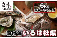 『先行予約』【12月中旬より順次発送】唐津産 殻付きいろは牡蠣 6kg(軍手・ナイフ付)期間限定 産地直送 殻付き 牡蠣 カキ 殻付き牡蠣 佐賀県 海鮮 BBQ 加熱用 お取り寄せ 贈り物 冬ギフト ギフト