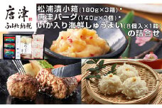 松浦漬小箱(180g×3箱)・唐津バーグ(140g×3個)・いか入り海鮮しゅうまい(８個入×1箱)・の詰合せ 総菜 おかず ご飯のおとも ギフト