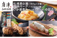 松浦漬小箱(180g×2箱)・唐津バーグ(140g×2個)・いか姿造り(S1サイズ×1杯)の詰合せ 総菜 おかず ご飯のおとも ギフト