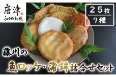 藤川の魚ロッケ(塩味/カレ－味×各10枚)・蒲鉾(丸天/いかげそ天/ごぼう天/玉ねぎ天/生姜天×各1枚)詰合せセット 小分け かまぼこ すりみ 魚 食べ比べ おかず 総菜 おつまみ