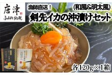 新鮮！漁師直送！剣先イカの沖漬け(和風&明太風)セット 各120g×1箱  漁師飯 肴 おつまみ ご飯のお供 ギフト