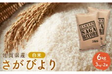 定期便 6回 米 さがびより 佐賀県産 白米 6kg (3kg×2袋) 五つ星お米マイスター厳選 ご飯 お米 コメ こめ ※配送不可：離島