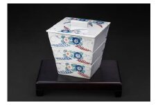 【伊万里焼】辻が花三段重陶箱 035-H681