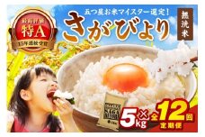 令和7年産 【定期便】《無洗米》さがびより ５kg×12回　B791