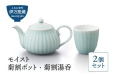 【伊万里焼】モイスト 菊割ポット・菊割湯呑（2個）セット 028-H1188