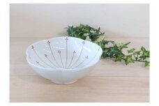 伊万里焼 小花十草（赤）桜鉢（小） 165-H1068