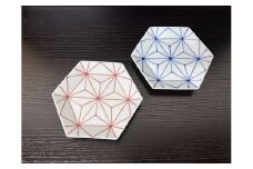 伊万里焼 麻の葉亀甲小皿（青・赤）セット 165-H1075