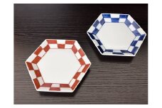 伊万里焼 市松亀甲小皿（青・赤）セット 165-H1076
