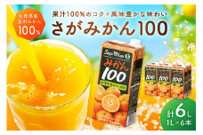 【佐賀県産温州みかん使用】 みかんジュース さがみかん100 1L×6本 果汁100% 173-A042