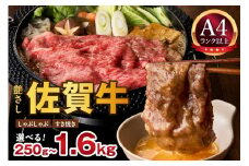 【 内容量が選べる 】佐賀牛 艶さし！ しゃぶしゃぶ すき焼き 250g～1.6kg 159-J1365