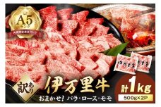 【伊万里牛】 訳あり 焼肉用 バラ・ロース・モモ（ミックス） 1kg （500g×2パック） 小分けパック 001-J1316