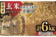 【新米 先行予約】自然農法で育てた特別栽培米 令和7年産 棚田米 ヒノヒカリ 玄米 6kg（3kg×2袋）/永尾 忠則 [UAS006] 棚田玄米 米 お米