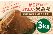 【米の甘味が広がるヘルシーお味噌】 からだにうれしい 米味噌 3kg （高オレイン酸大豆使用・佐賀県産さがびより仕込）なるせみそ /角味噌醤油 [UAX009] 味噌 みそ 調味料 大豆