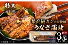 国産 うなぎ 本格炭火焼 蒲焼 特大 3尾 計540g（180g×3尾）/すみまる [UDH013] 手焼き ウナギ 鰻 蒲焼き かば焼き