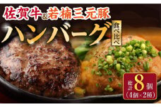 【こだわりハンバーグを食べ比べ】佐賀牛と若楠三元豚のハンバーグ 食べ比べセット 計8個 /ナチュラルフーズ [UBH051] 牛肉 牛 豚肉 豚 肉 ハンバーグ 個包装
