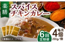 【6回定期便】薬膳スパイスチキンカレー 4食（200g×4） /自然庵 [UCQ005] カレー レトルトカレー 鶏肉 鶏 チキン