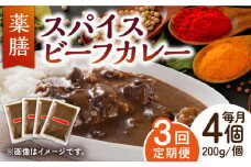 【3回定期便】薬膳スパイスビーフカレー 4食（200g×4） /自然庵 [UCQ007] カレー レトルトカレー 牛肉 牛 ビーフ