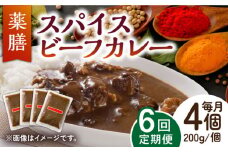 【6回定期便】薬膳スパイスビーフカレー 4食（200g×4） /自然庵 [UCQ008] カレー レトルトカレー 牛肉 牛 ビーフ