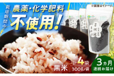 【3回定期便】自然農法で育てた 古代米 黒米 1.2kg（300g×4袋）/永尾 忠則 [UAS017] 雑穀 雑穀米 米 お米