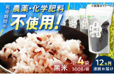 【12回定期便】自然農法で育てた 古代米 黒米 1.2kg（300g×4袋）/永尾 忠則 [UAS019] 雑穀 雑穀米 米 お米