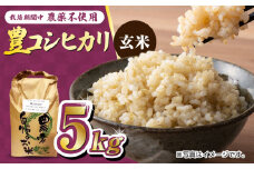 栽培期間中農薬不使用 令和6年産 豊コシヒカリ 玄米 5kg /鶴ノ原北川農園 [UDL015] 米 お米 こめ 玄米 ブランド米