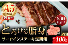 【3回定期便】A5等級 佐賀牛 サーロインステーキ 400g（200g×2枚）/ナチュラルフーズ [UBH102]