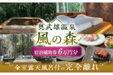 奥武雄温泉 風の森　宿泊補助券 6万円分 /奥武雄温泉 風の森 [UEC003] 宿泊券 宿泊 チケット 旅行 宿泊券 旅行券 ホテル宿泊券 旅館宿泊券 温泉宿泊券 体験チケット 日本旅行 食事券 商品券 温泉 家族旅行 ペア宿泊 カップル旅行 リゾート 貸切風呂 ふるさと納税 観光 ふるさと納税 旅行 ふるさと納税 チケット 武雄市 ホテル 旅館 武雄温泉 宿泊券 御宿 宿泊補助券 武雄