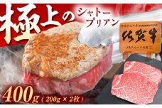 佐賀牛 ヒレ シャトーブリアン 400g（200g×2枚） /MKミート武雄 [UEM012] 牛肉 肉 和牛 国産 国産牛肉 牛肉 肉 にく ぎゅうにく ステーキ ヒレ ヒレステーキ シャトーブリアン しゃとーぶりあん ひれ すてーき 高級牛肉 希少部位 冷凍牛肉