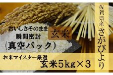 D-3【１等米限定 令和５年産】《真空パック》さがびより　玄米15kg 鹿島市産