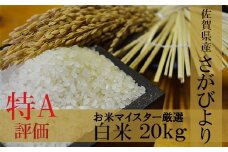 D-11 令和6年産米 佐賀県産 厳選 さがびより 白米２０ｋｇ