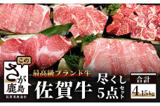 【5種のお肉】佐賀牛バラエティセット 【合計4.15kg】 ヒレステーキ サーロインステーキ すき焼き しゃぶしゃぶ サイコロステーキ V-9