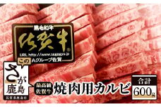 D-61  最高級ブランド牛『佐賀牛』　カルビ 焼肉用　６００ｇ