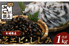 AA-19 冷凍 芝エビ (500g) シジミ (500g) セット 【合計1kg】 真エビ 急速冷凍 活き締め 芝海老 えび 海老 しじみ 砂抜き済 魚貝類 海鮮 貝 佐賀県 鹿島市 国産 詰め合わせ 