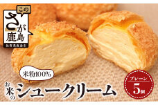 AA-25にっこり笑顔のグルテンフリースイーツ♪米粉100％お米のシュークリーム5個入★小麦粉不使用・モッチリ新食感／冷凍配送／老舗洋菓子店ひのでや監修｜佐賀県鹿島市　送料無料