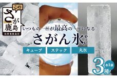 さがん氷【バラエティセット】【キューブタイプ1.1kg・スティックアイス10本・丸氷3個】藤津製氷  A-172
