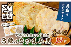 【鹿島のソウルフード】そのまま食べて 旨い 3種のおつまみ天 バラエティセット（合計19枚）[ソウルフード おつまみ おかず 練り物 おでん うどん ミンチ天 お好み天 イカ天 おすすめ 送料無料] B-772