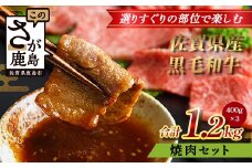 【配送月指定対応可】佐賀県産 黒毛和牛 焼肉セット 400g×3（合計1.2kg）E-172 牛肉 お肉 焼肉 焼き肉 やきにく 年内発送 年末配送